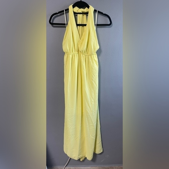 Venti6 convertible straps open back empire waist yellow halter maxi dress.Small. - Picture 5 of 10